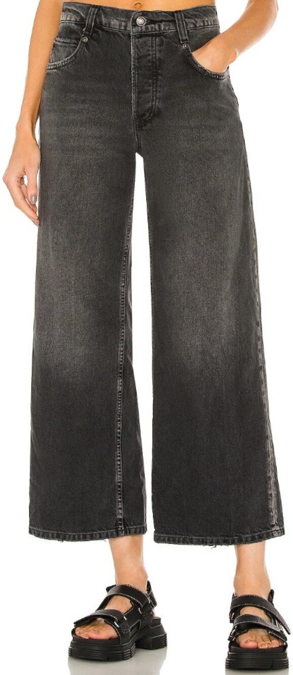 We The Free Chalet Wide-Leg Jeans Dark Shadows Hi-Rise 100% Cotton 25"